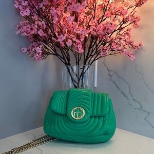 Henri Bendel Vibrant Green Quilted Crossbody Bag